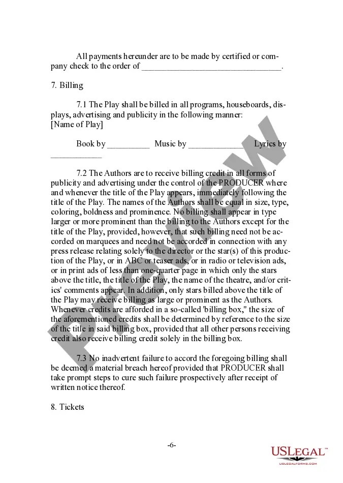 Preview Grand Rights Tour License - Live Stage Performance of Dramatic - Musical Work