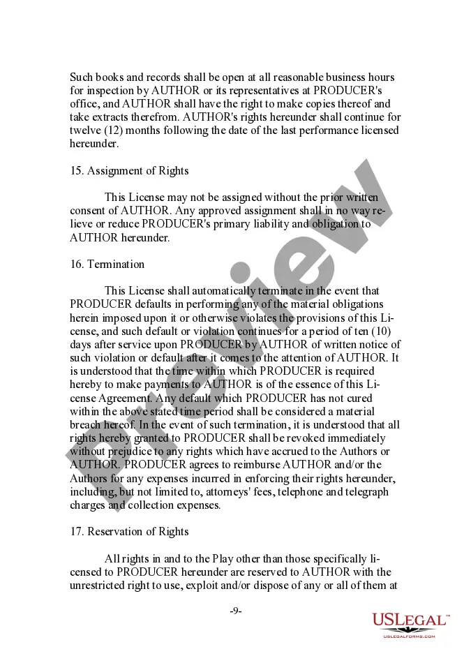 Preview Grand Rights Tour License - Live Stage Performance of Dramatic - Musical Work