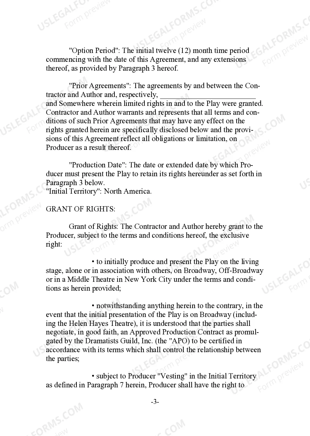 Preview Play Production Agreement