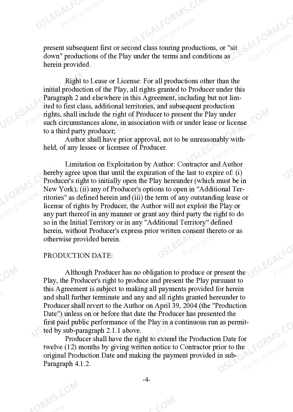 Preview Play Production Agreement