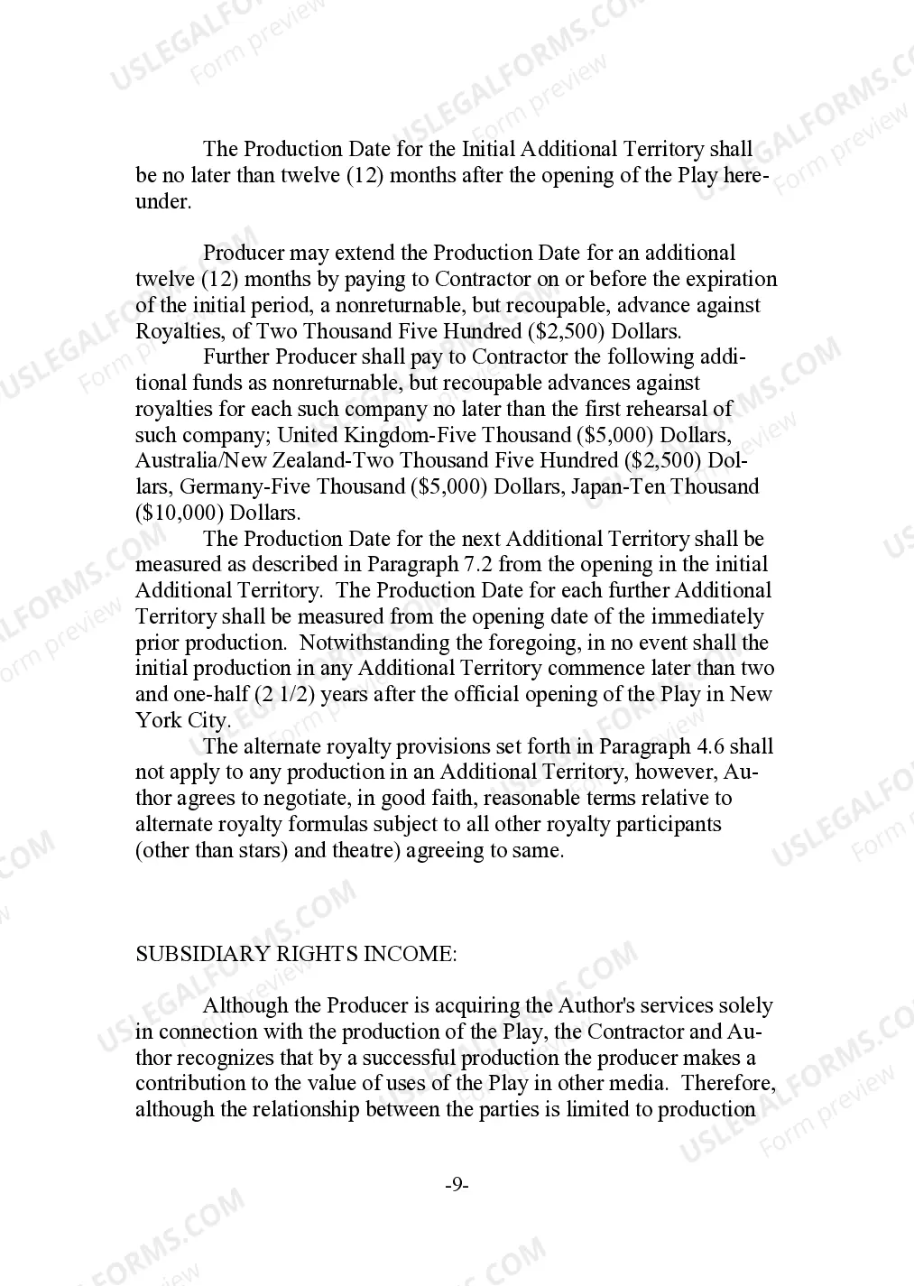 Preview Play Production Agreement