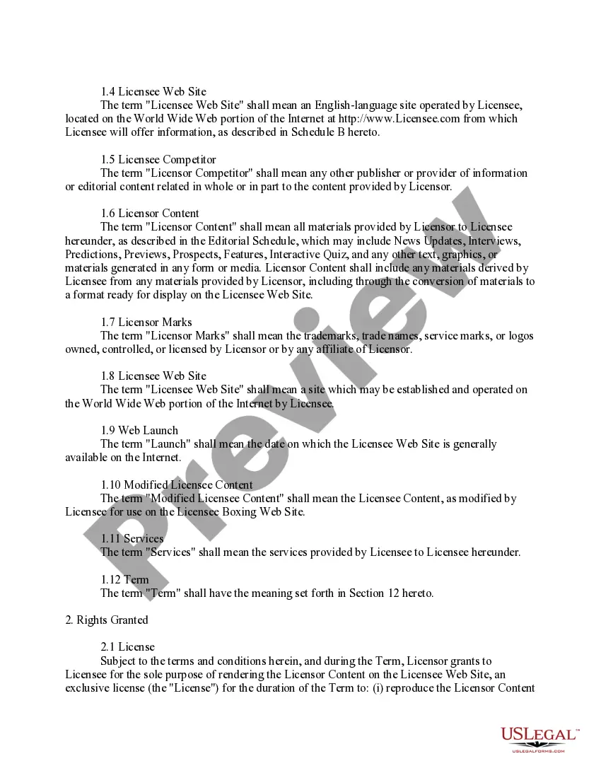 Get Content License Between a Magazine Publisher and a Web Site Publisher Preview Content License Between a Magazine Publisher and a Web Site Publisher
