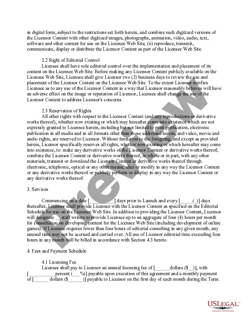 Get Content License Between a Magazine Publisher and a Web Site Publisher Preview Content License Between a Magazine Publisher and a Web Site Publisher