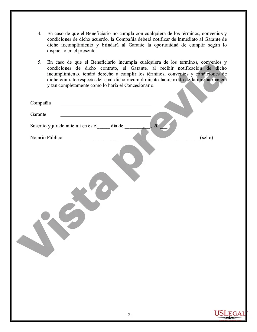 Preview Garantía de Cumplimiento del Contrato