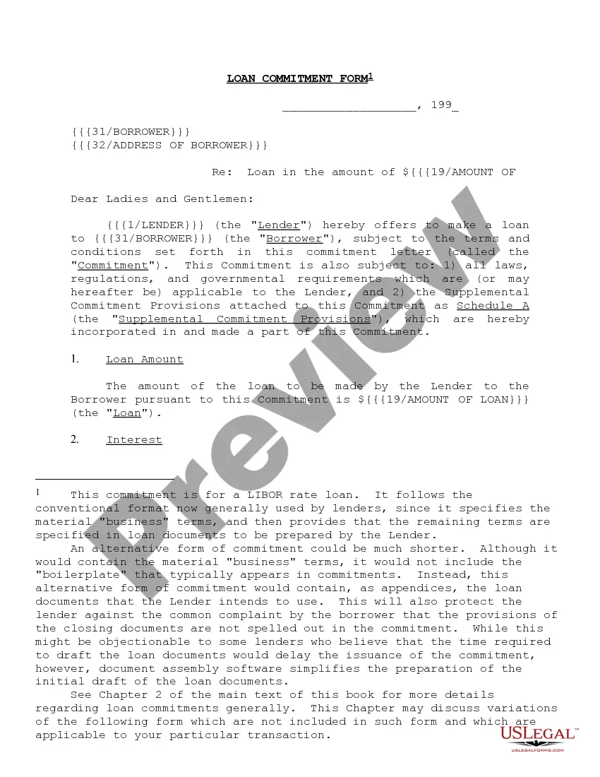 Preview Loan Commitment Form and Variations