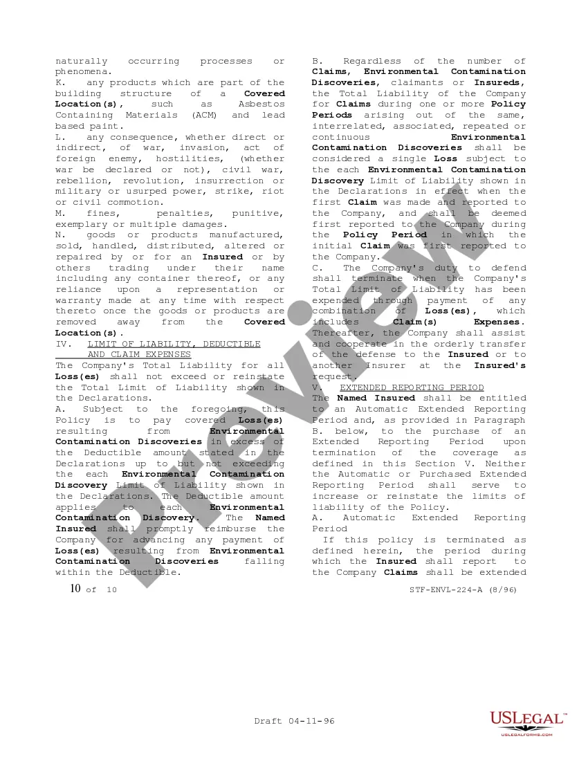 Preview Lender Environmental Insurance