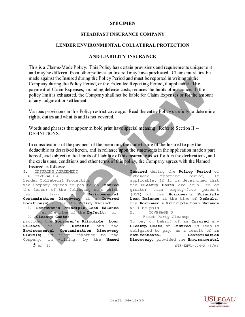 Preview Lender Environmental Insurance