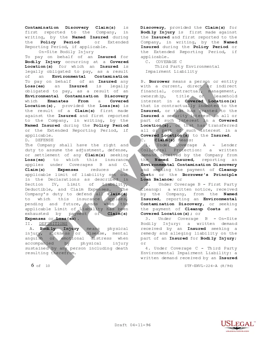 Preview Lender Environmental Insurance