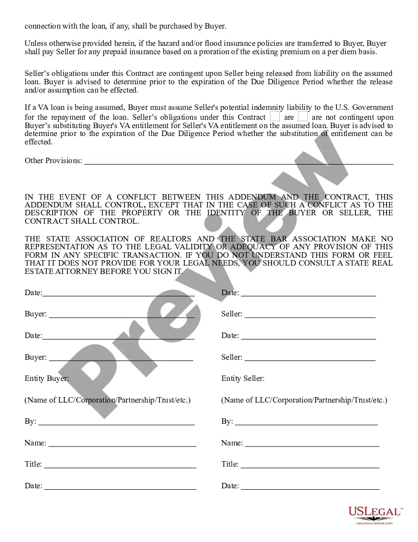 Preview Loan Assumption Addendum