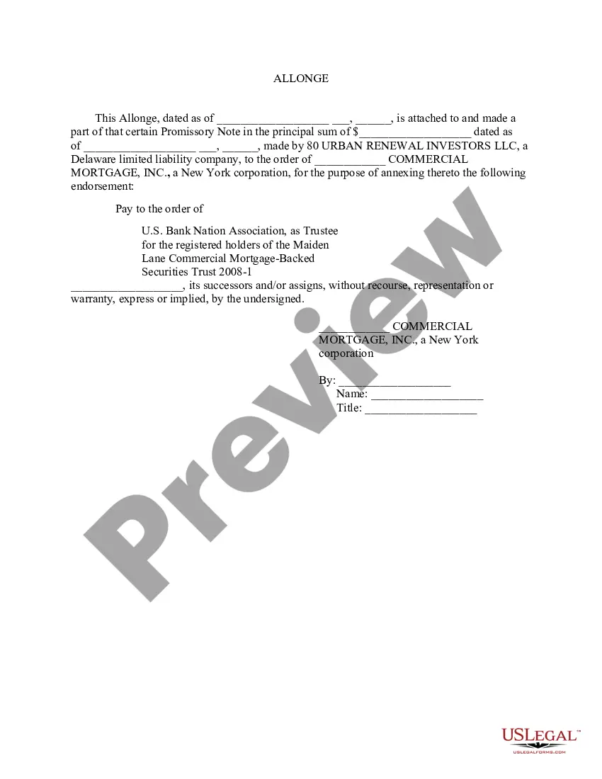 Get Allonge to Promissory Note Preview Allonge to Promissory Note