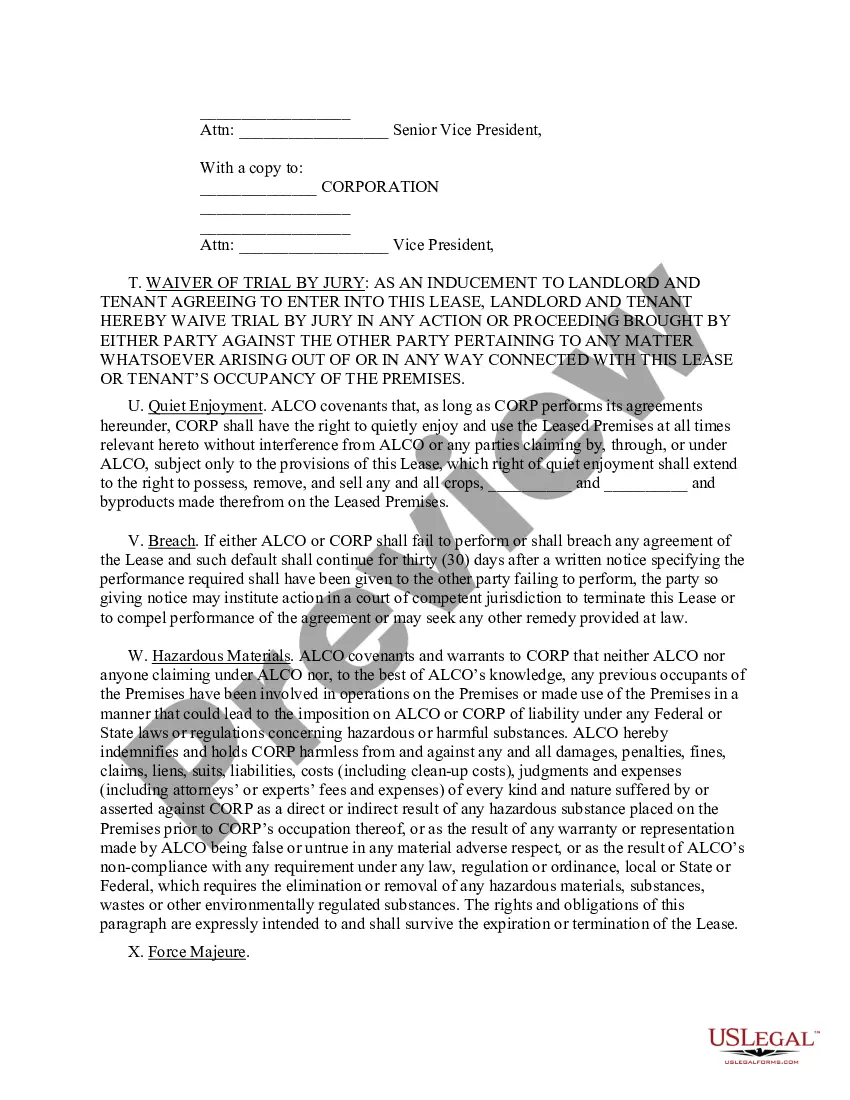 Preview Agricultural Lease Agreement