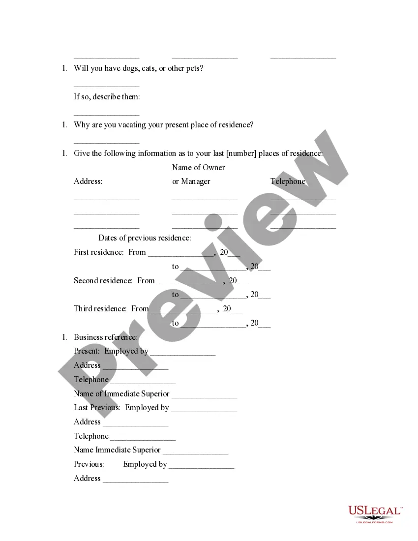 Preview Rental Application