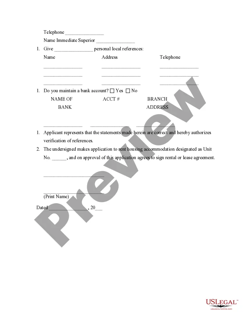 Preview Rental Application