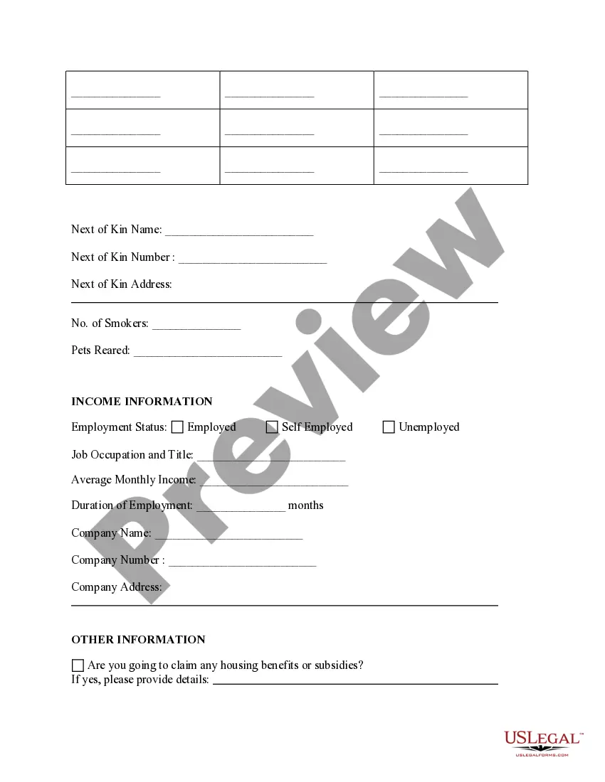 Preview House Rental Application