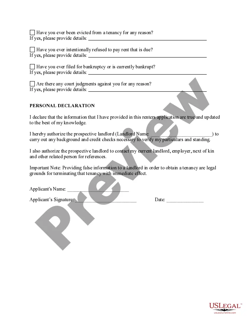 Preview House Rental Application