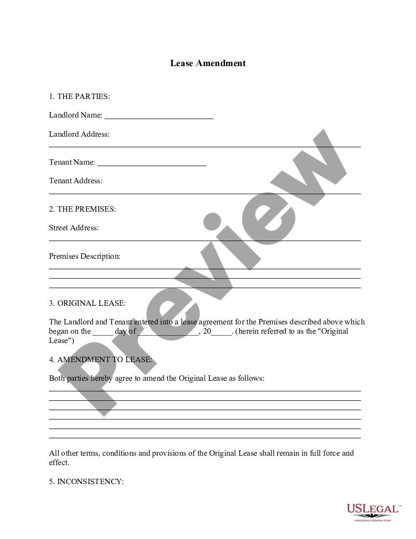 Basic Lease Amendment Us Legal Forms 9163