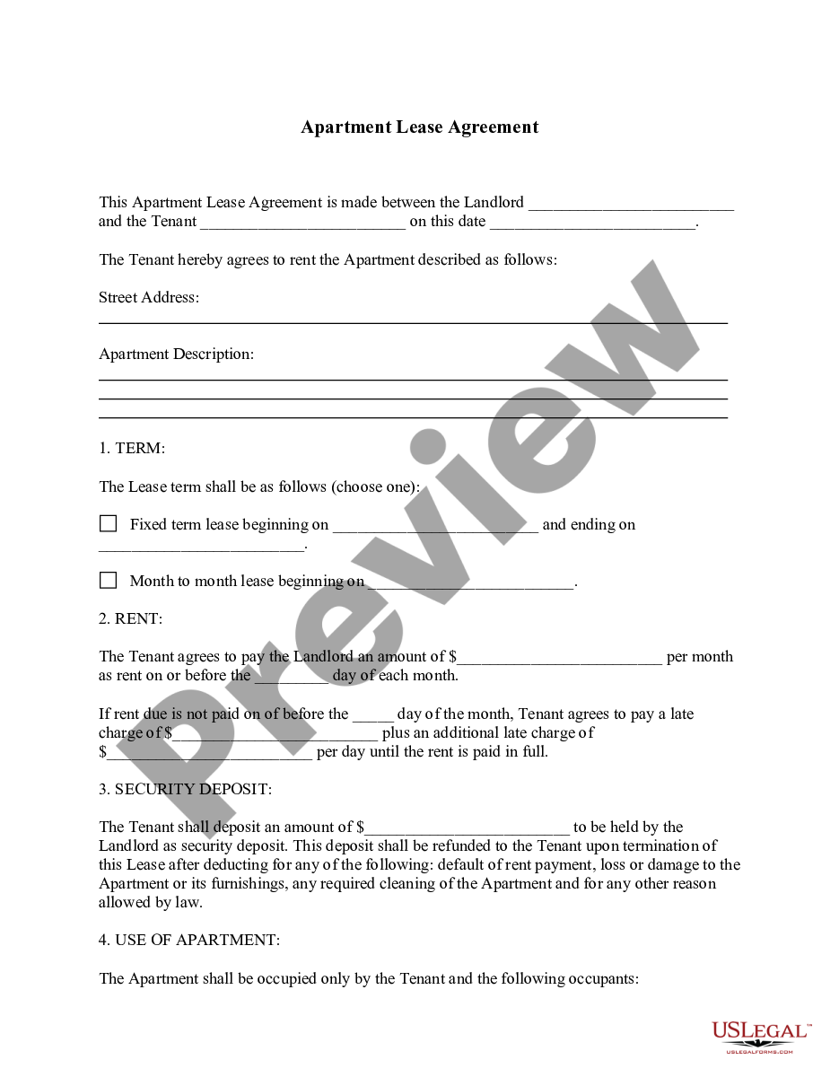 Basic Apartment Lease Agreement Us Legal Forms 1375
