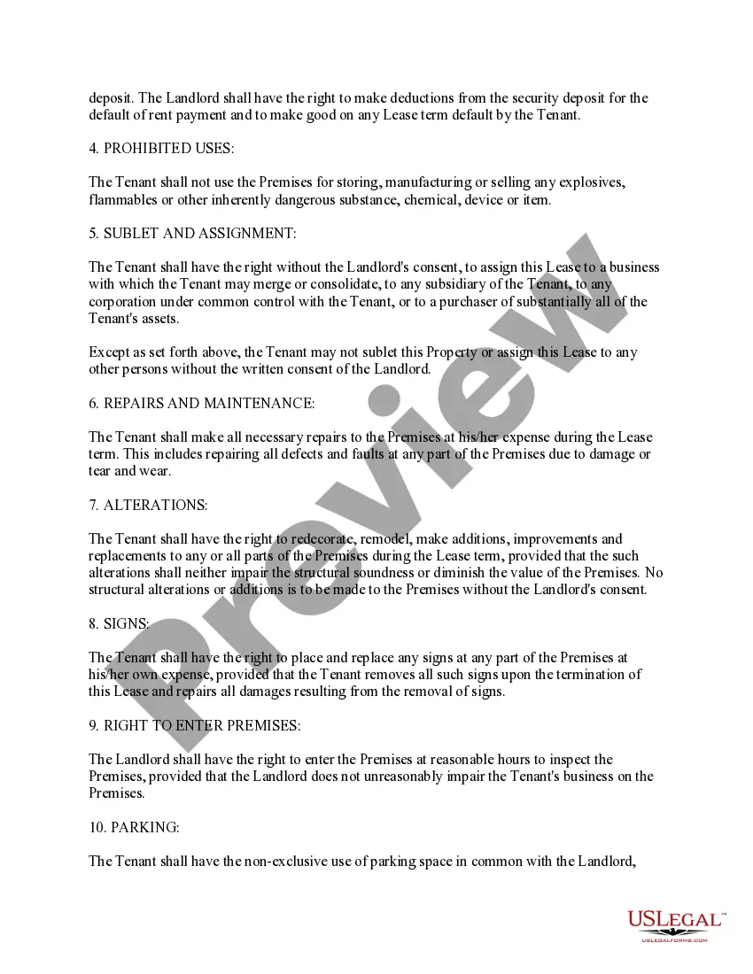 Preview Basic Commercial Lease Agreement