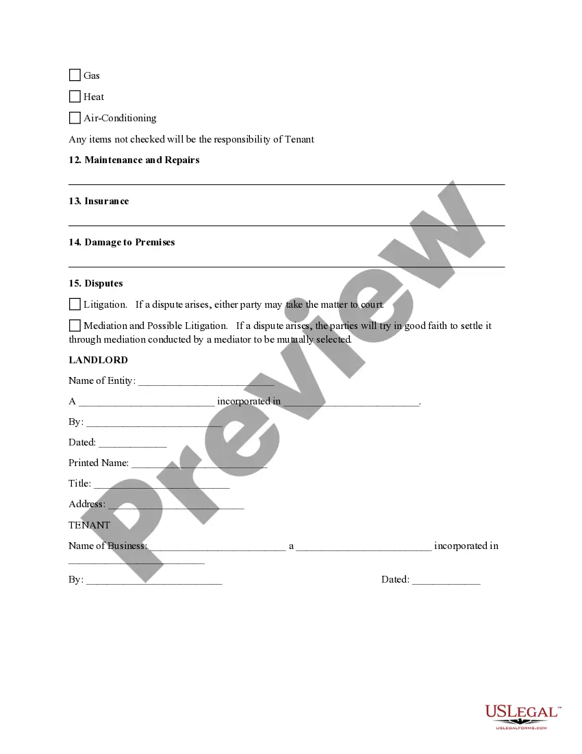 Preview Lease Agreement - Commercial