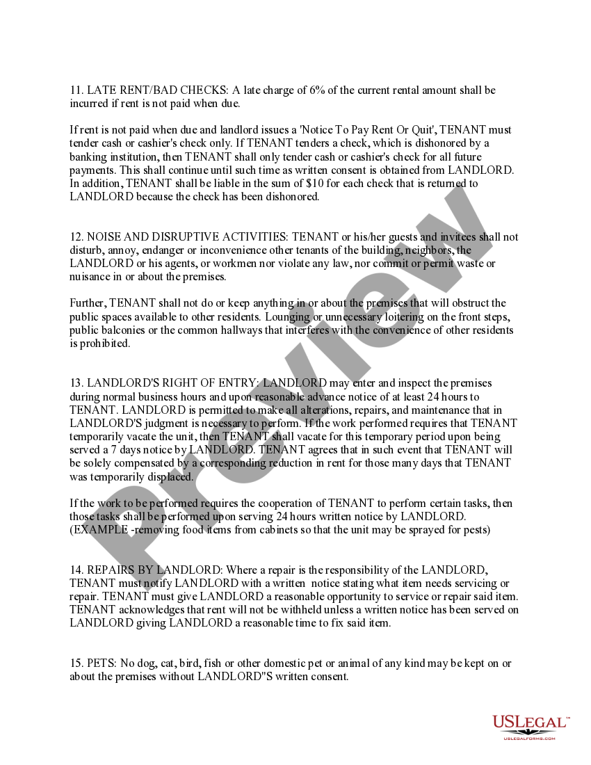 Residential Lease Agreement US Legal Forms