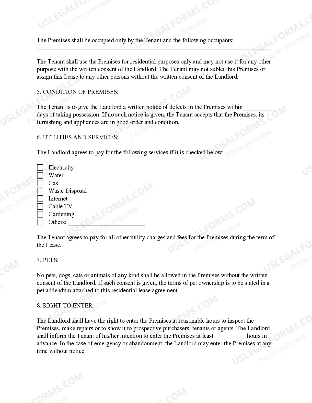 Preview Basic Residential Lease Agreement