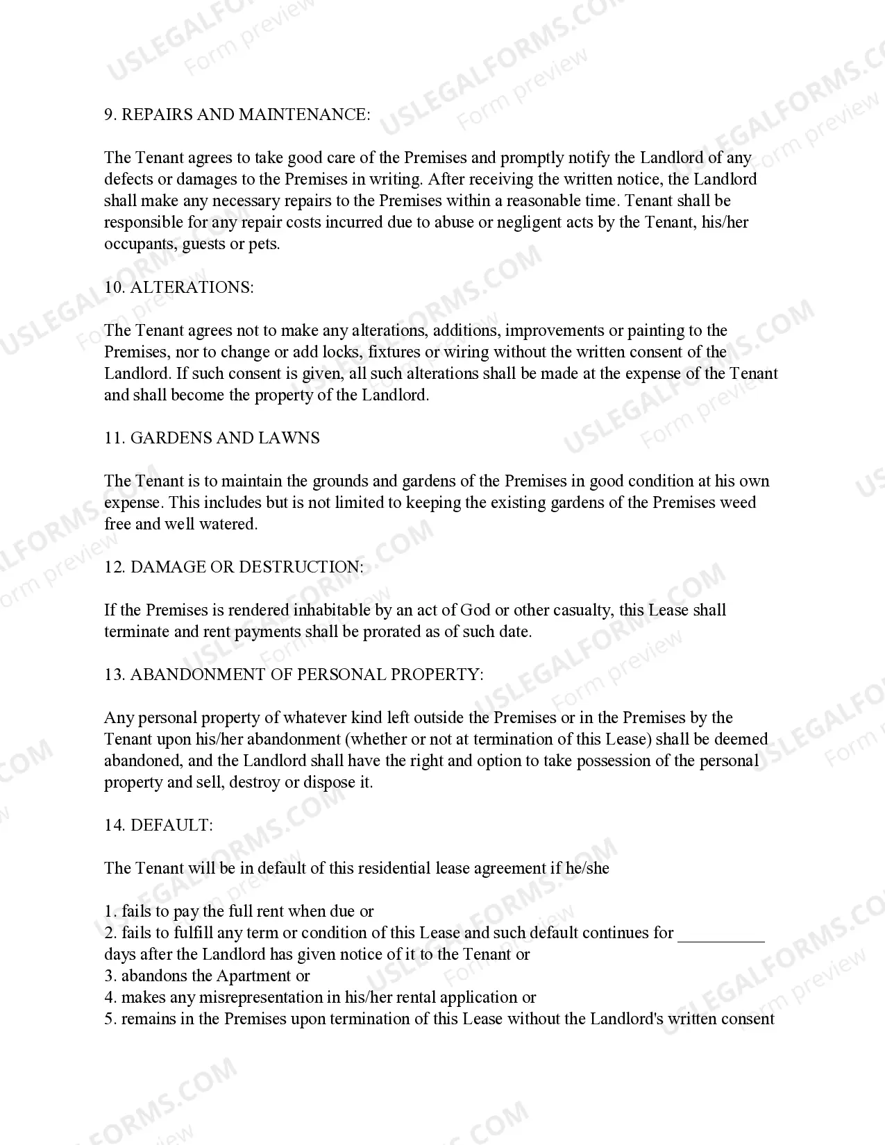 Preview Basic Residential Lease Agreement