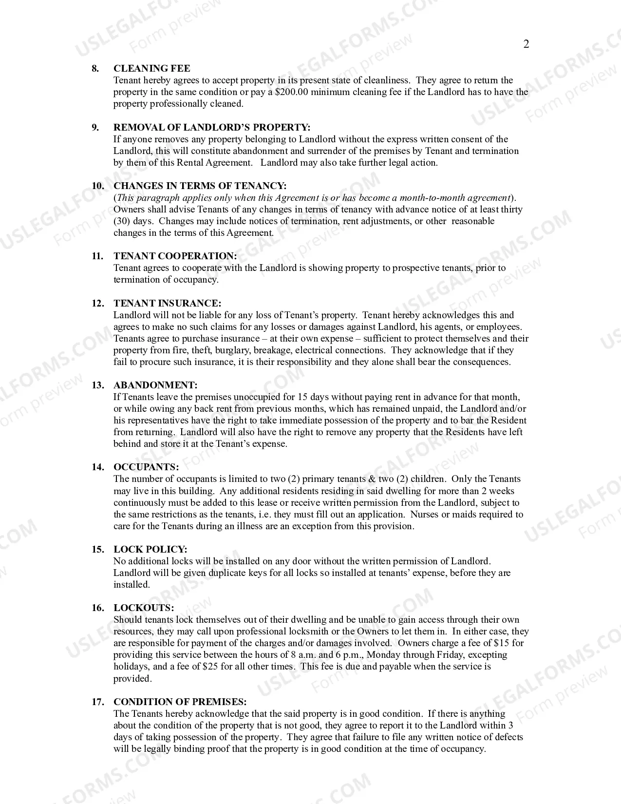 Preview Rental Agreement