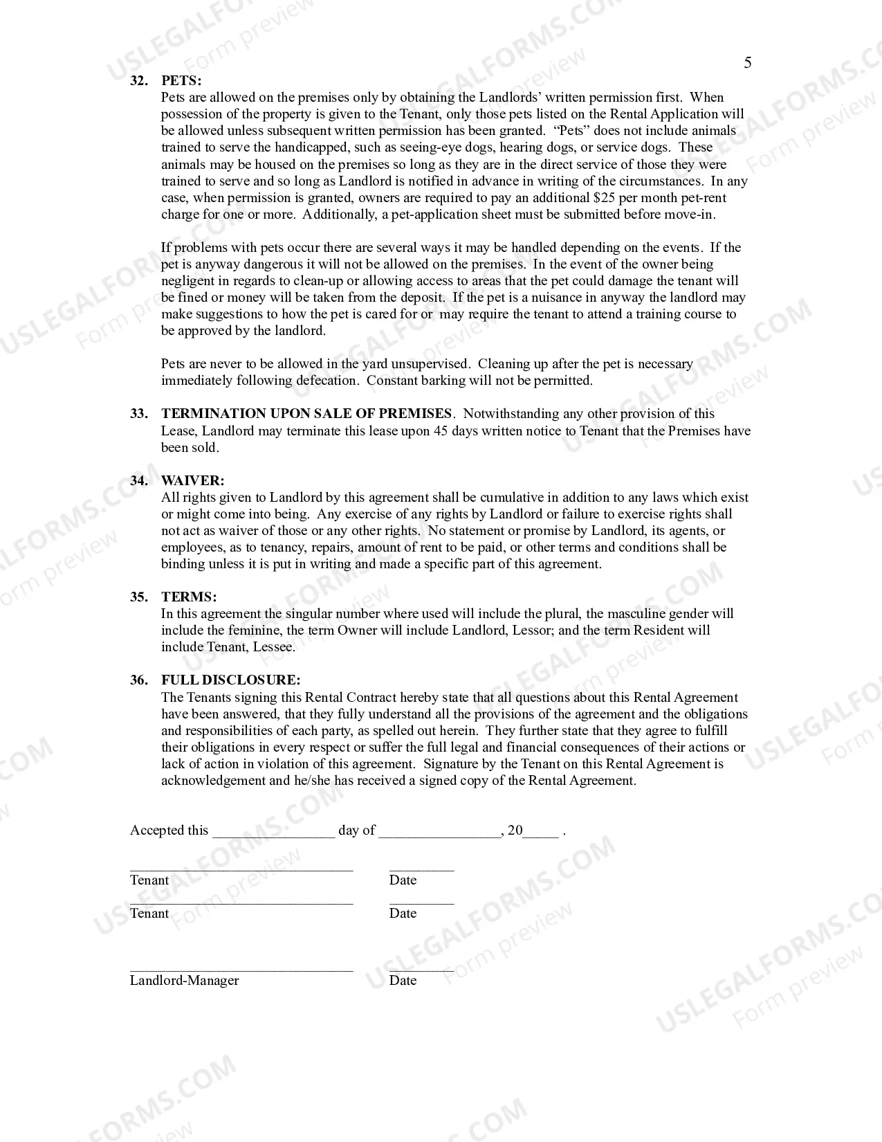 Preview Rental Agreement