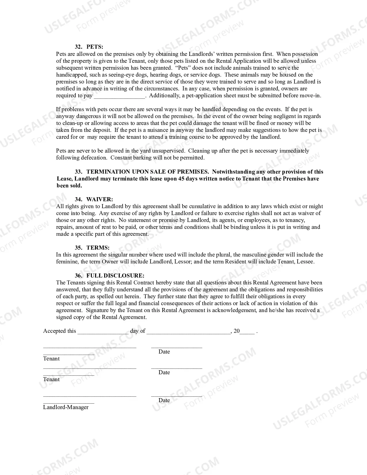 Preview Rental Agreement