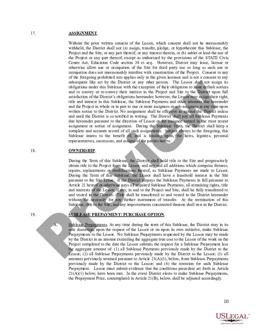 Preview Sublease Agreement