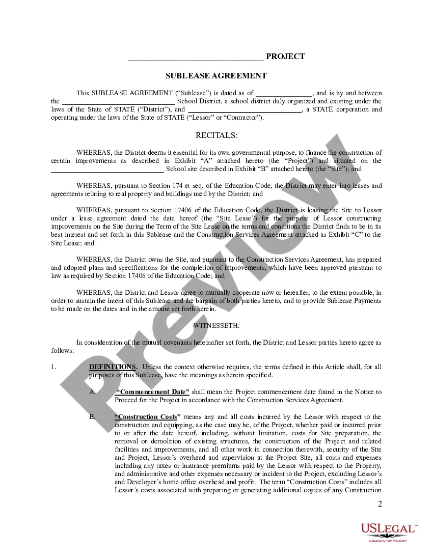 Preview Sublease Agreement