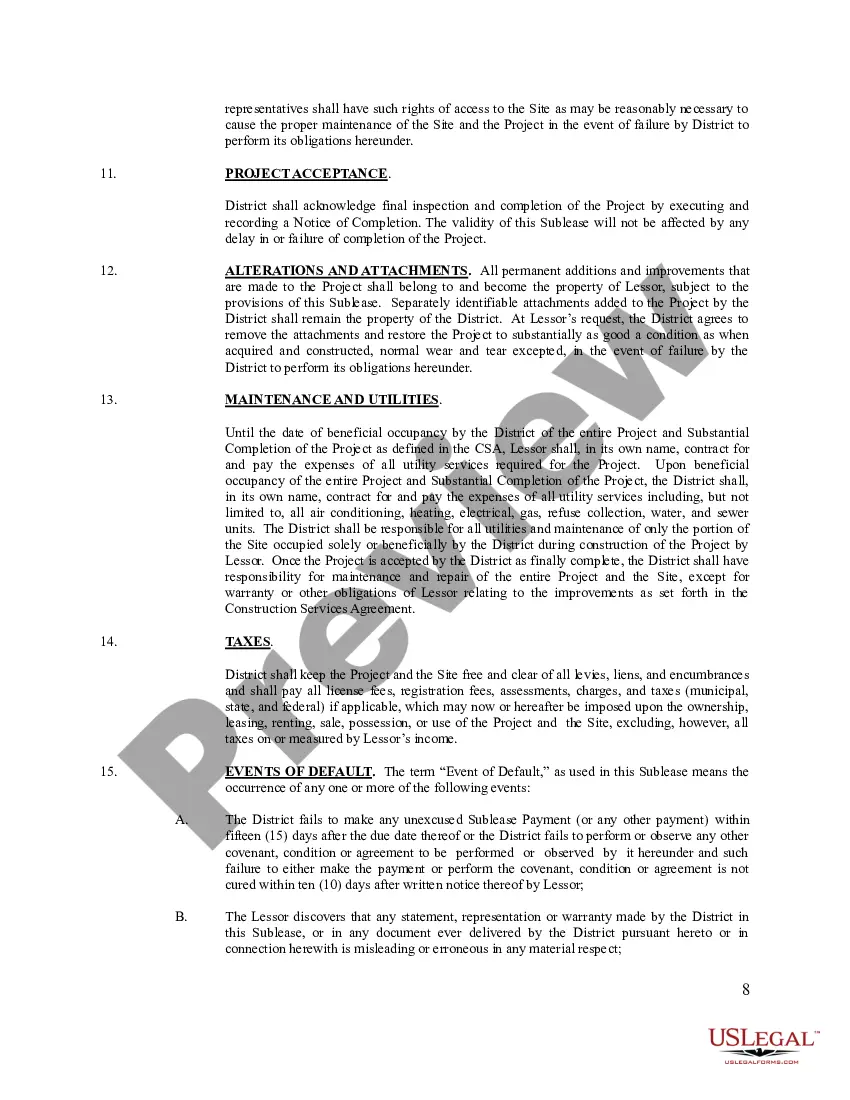 Preview Sublease Agreement