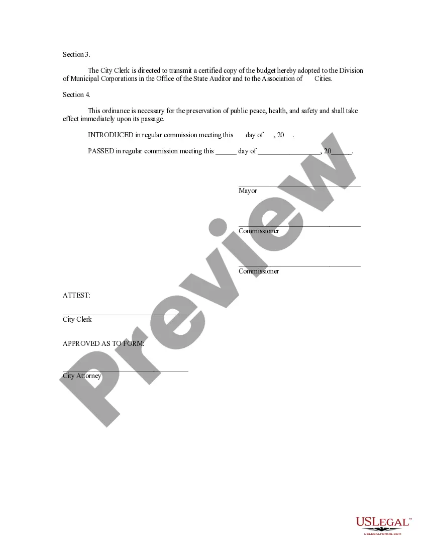 Get Ordinance Adopting the Budget Preview Ordinance Adopting the Budget