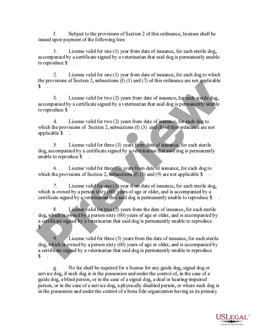 Get Ordinance Regulating the Keeping and Control of Dogs and Cats Providing for the Control and Suppression of Rabies Preview Ordinance Regulating the Keeping and Control of Dogs and Cats Providing for the Control and Suppression of Rabies