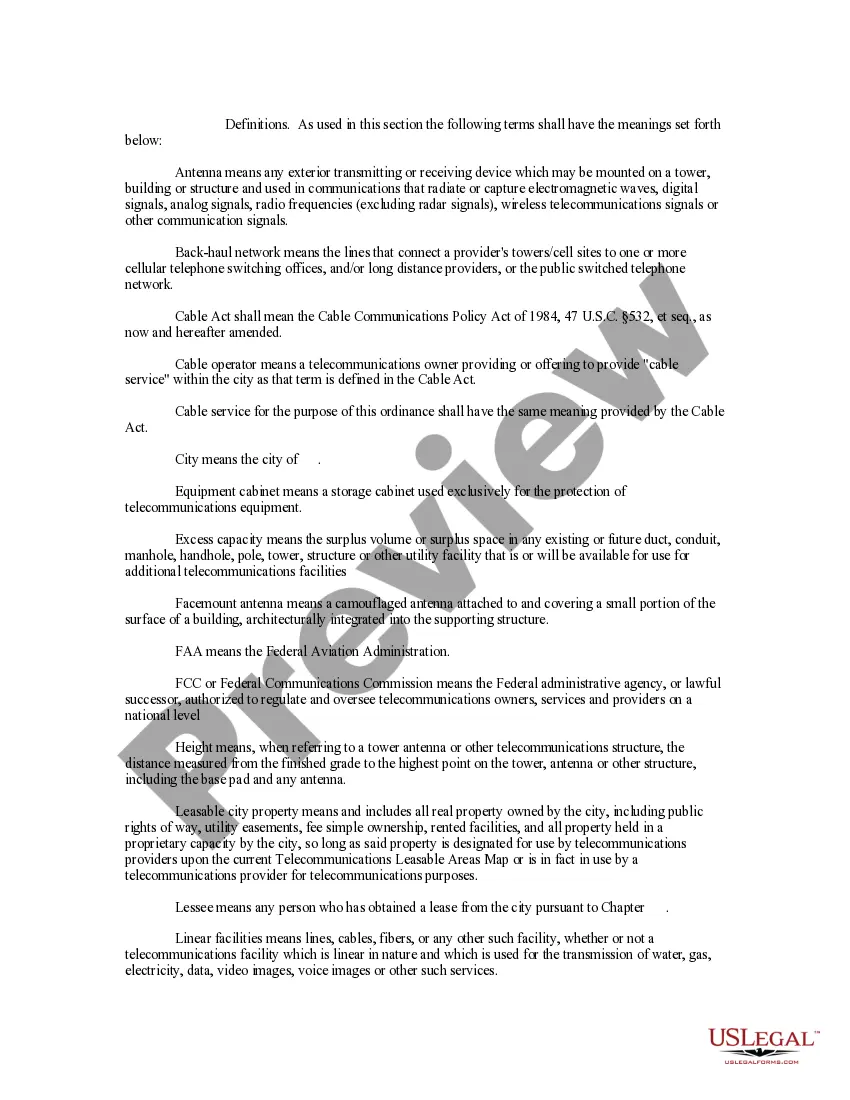 Preview Telecommunications Ordinance