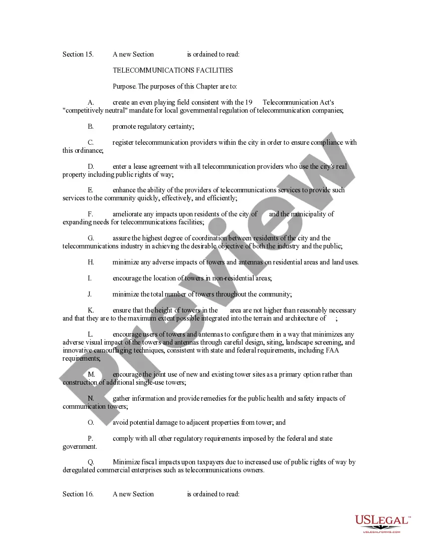 Preview Telecommunications Ordinance