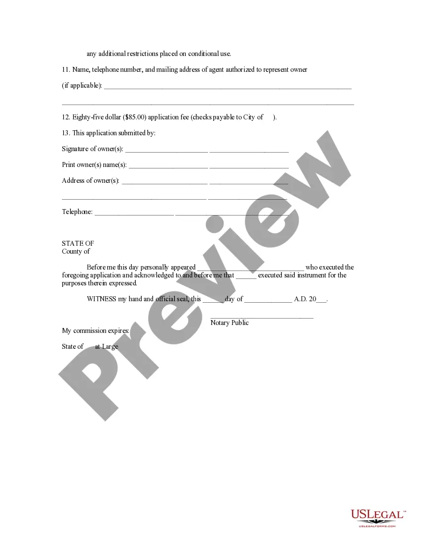 Get Application for Conditional Use Preview Application for Conditional Use