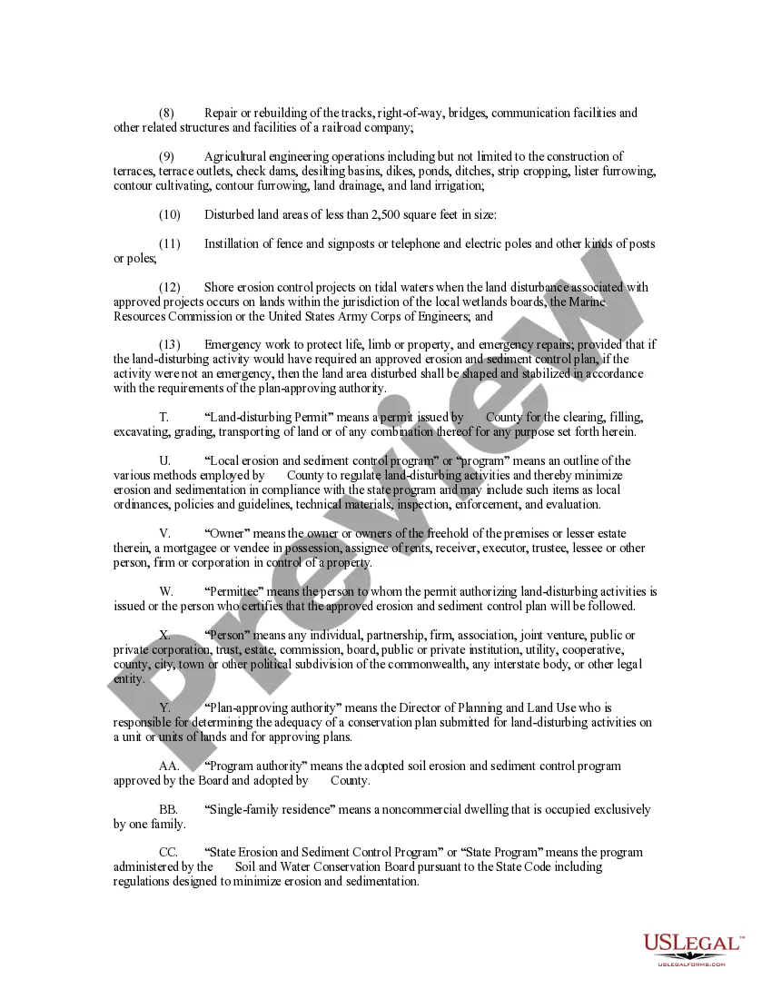 Get Erosion and Sediment Control Ordinance Preview Erosion and Sediment Control Ordinance
