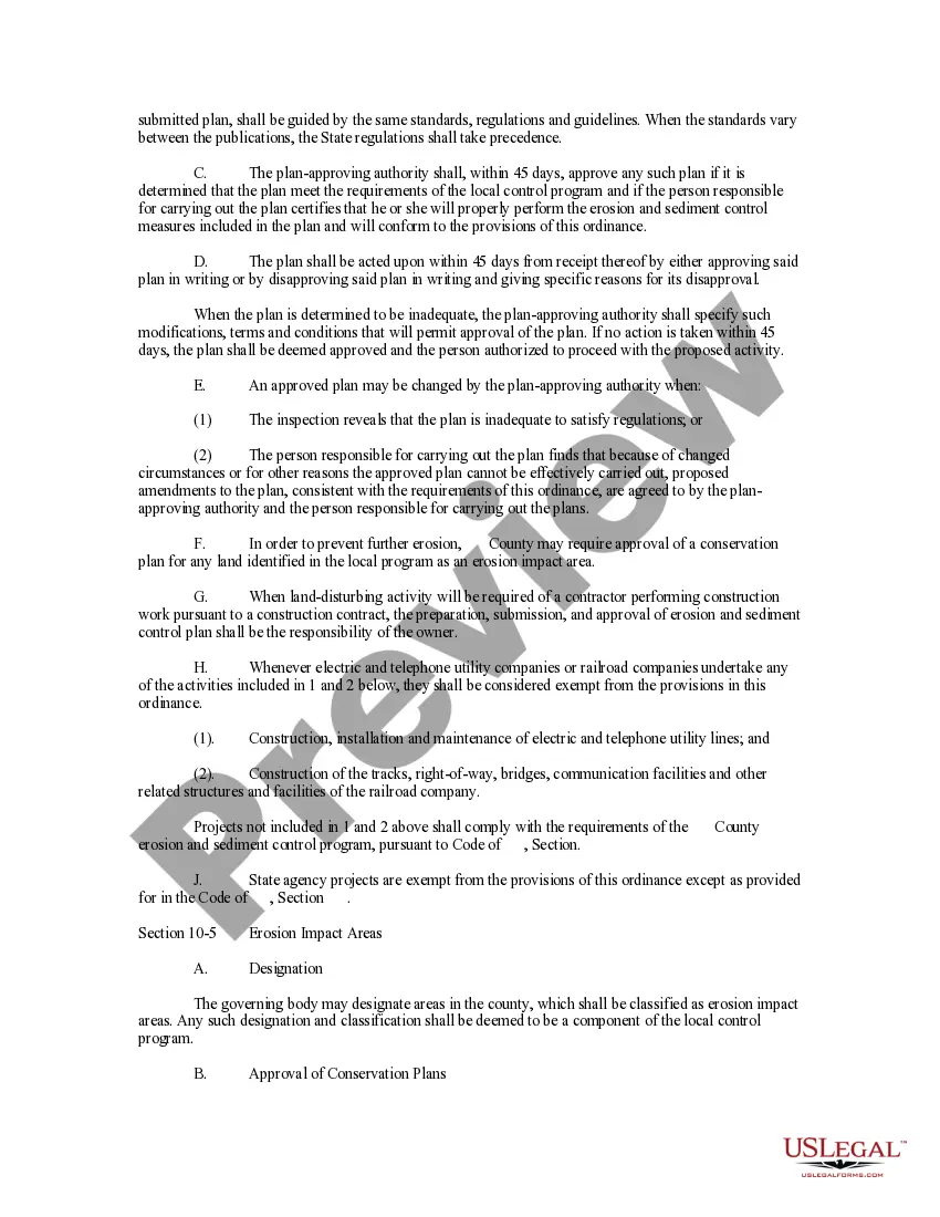 Get Erosion and Sediment Control Ordinance Preview Erosion and Sediment Control Ordinance