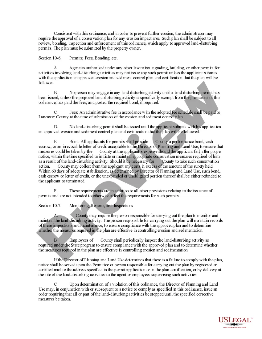 Get Erosion and Sediment Control Ordinance Preview Erosion and Sediment Control Ordinance