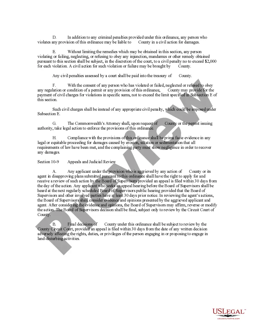 Get Erosion and Sediment Control Ordinance Preview Erosion and Sediment Control Ordinance