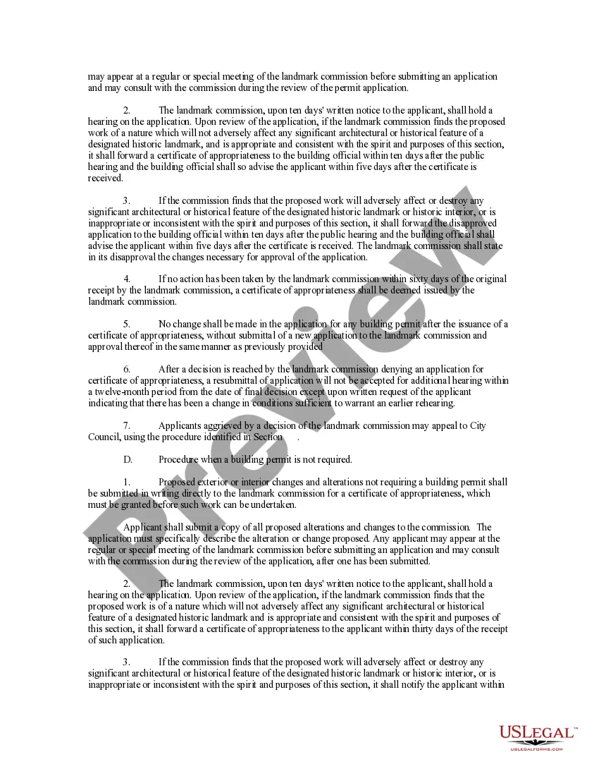 Get An Ordinance Amending Historic Property or Landmark Preservation Provisions Preview An Ordinance Amending Historic Property or Landmark Preservation Provisions