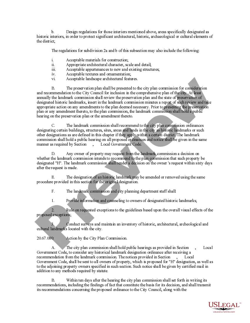 Get An Ordinance Amending Historic Property or Landmark Preservation Provisions Preview An Ordinance Amending Historic Property or Landmark Preservation Provisions