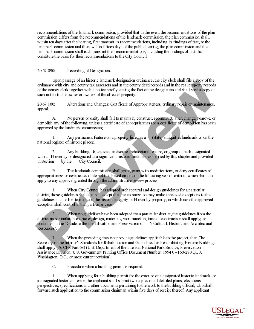 Get An Ordinance Amending Historic Property or Landmark Preservation Provisions Preview An Ordinance Amending Historic Property or Landmark Preservation Provisions