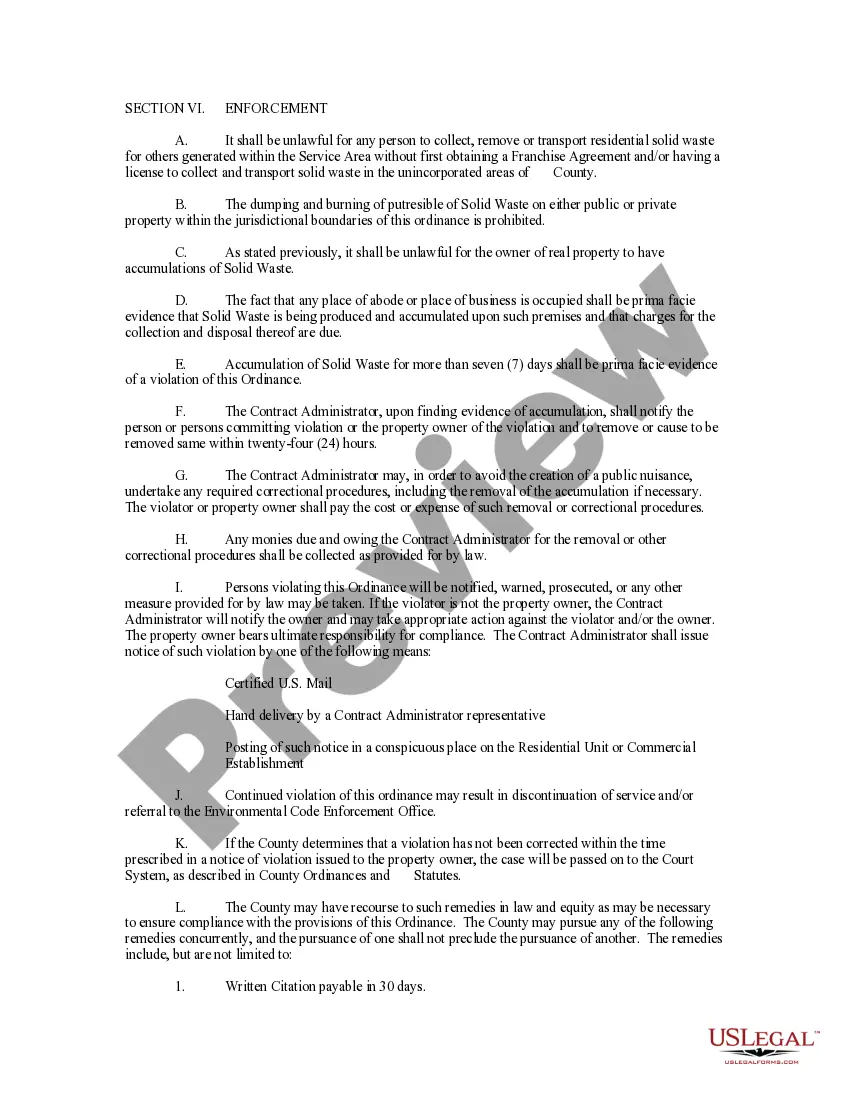 Get Solid Waste Collection Ordinance Preview Solid Waste Collection Ordinance