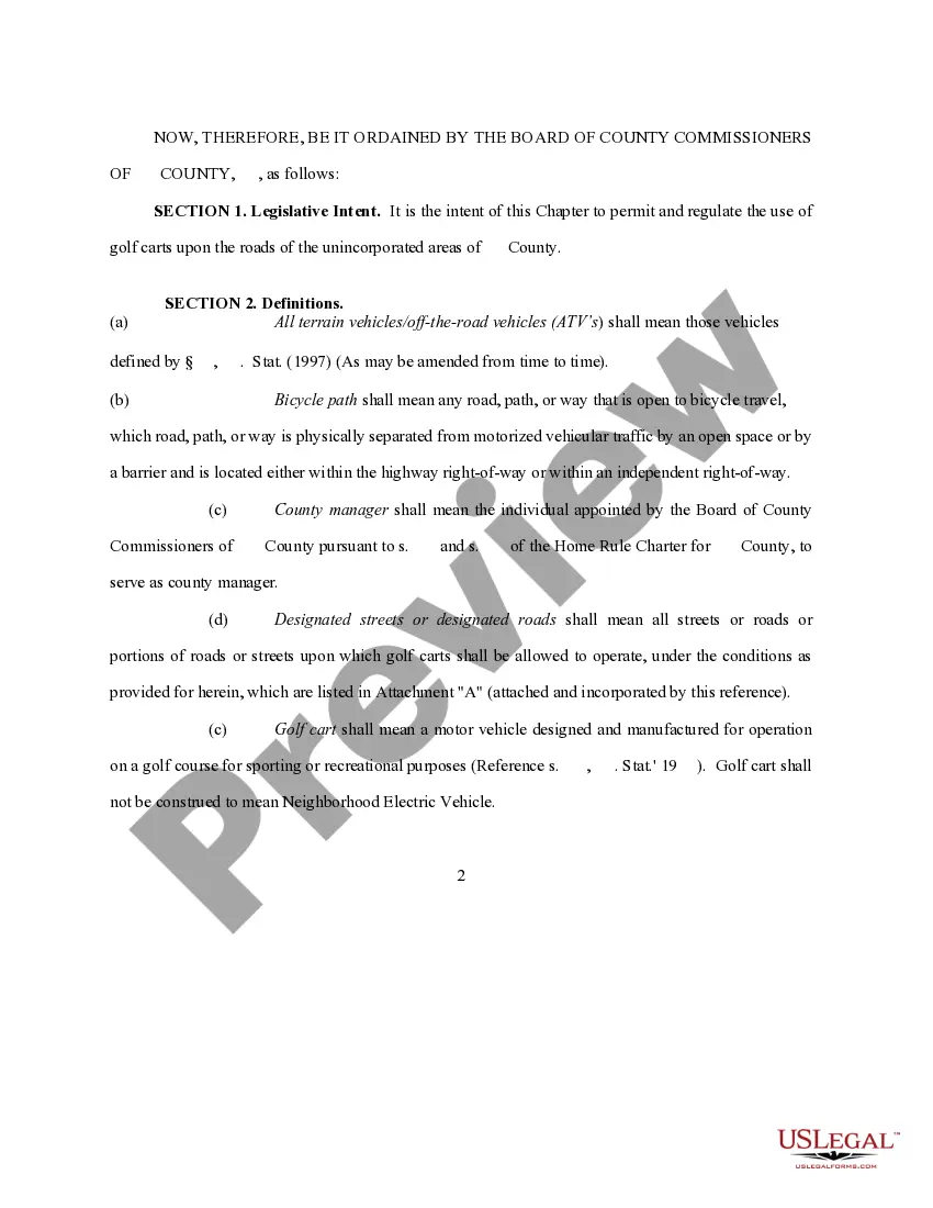 Preview Golf Carts on Streets Ordinance