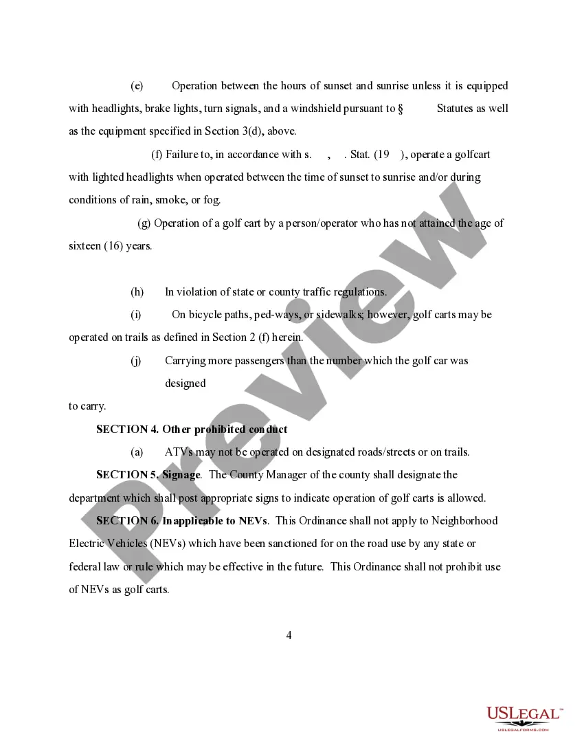 Preview Golf Carts on Streets Ordinance