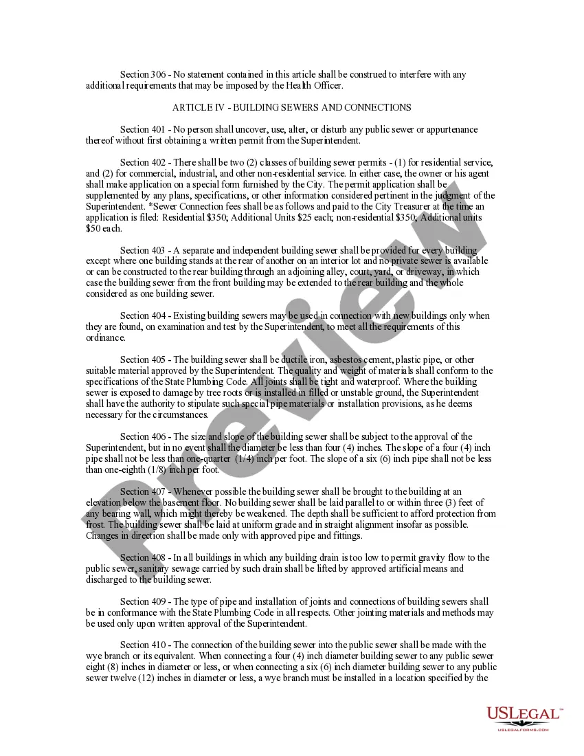 Get Sewer Ordinance Preview Sewer Ordinance
