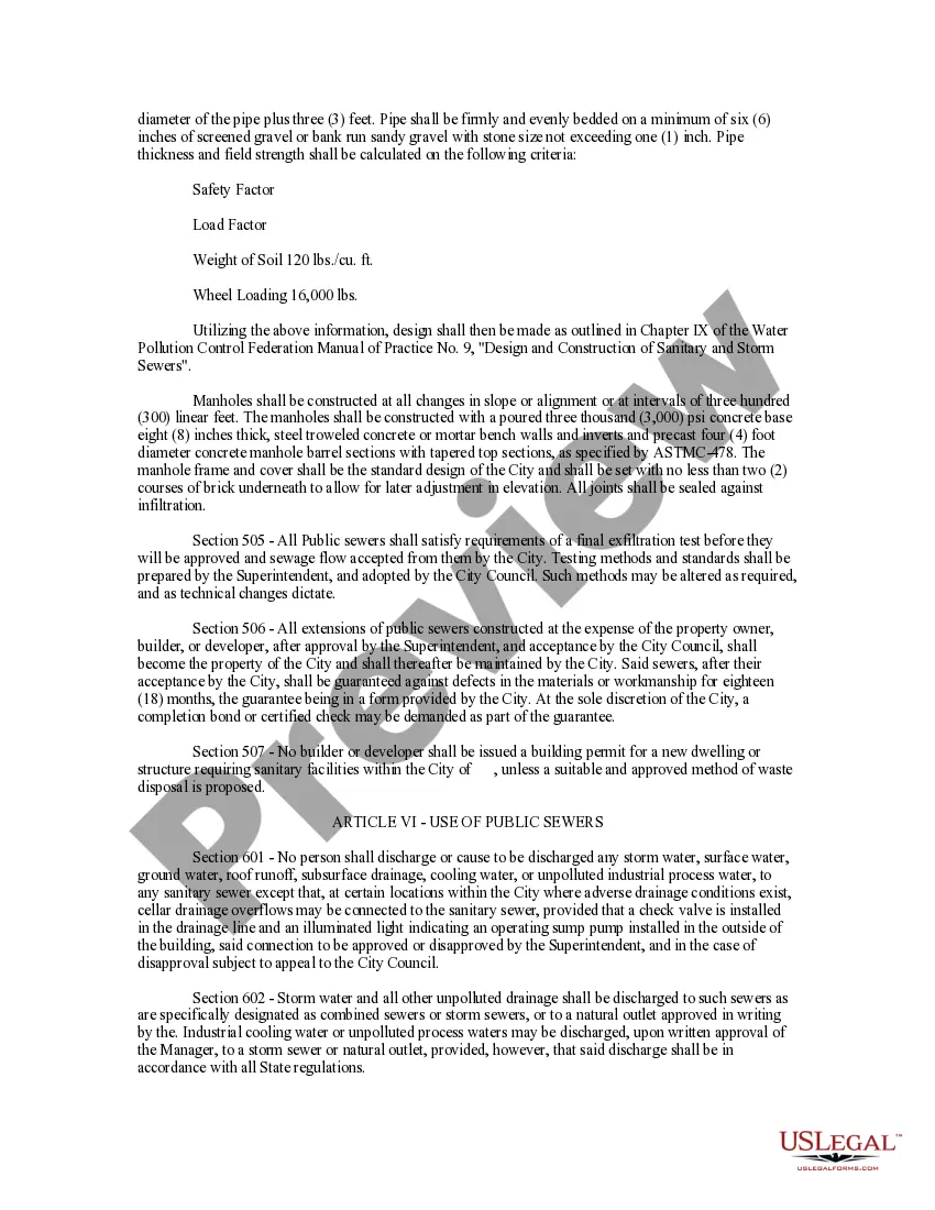 Get Sewer Ordinance Preview Sewer Ordinance