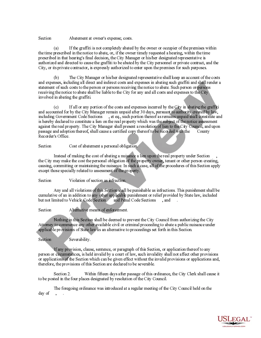 Get Graffiti Control Ordinance Preview Graffiti Control Ordinance